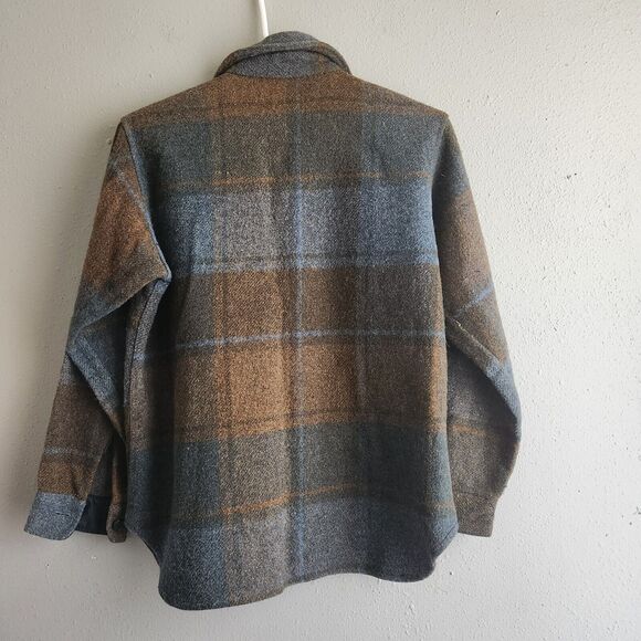 M Vtg Wool Linen Kmart Plaid Heritage Shirt Shacket Fall Hipster Retro 80s - Picture 2 of 8